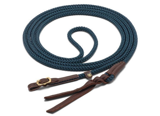 Bodenarbeitsseil mit Lederschlaufe havanna/petrol | messing | 4 m