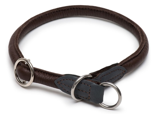 Zugstopp-Halsband Wildfang Elchleder Gr. 40 (31 - 35 cm) | havanna/blau
