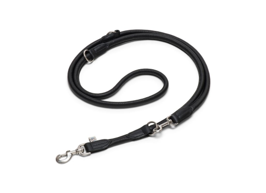 Hundeleine Elchleder einfarbig schwarz | 7 mm | 2,40 m