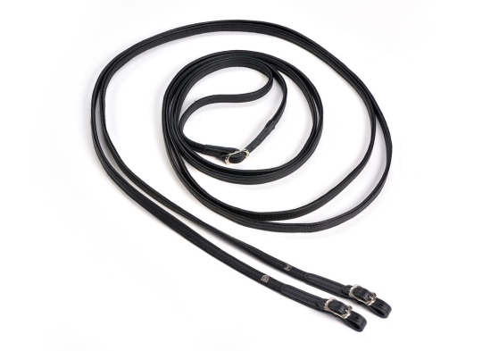Langzügel Elchleder schwarz | silber | 6,20 m