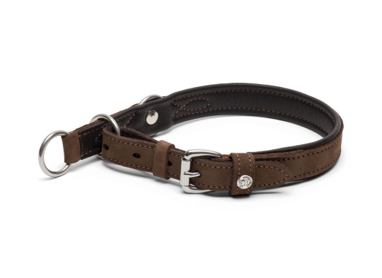 Zugstopp-Halsband Waldbursche Nubukleder mokka/espresso | Gr. 45 (33-37 cm) 