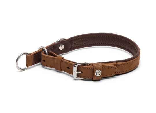 Zugstopp-Halsband Waldbursche Nubukleder sahara/havanna | Gr. 60 (47-54 cm) 